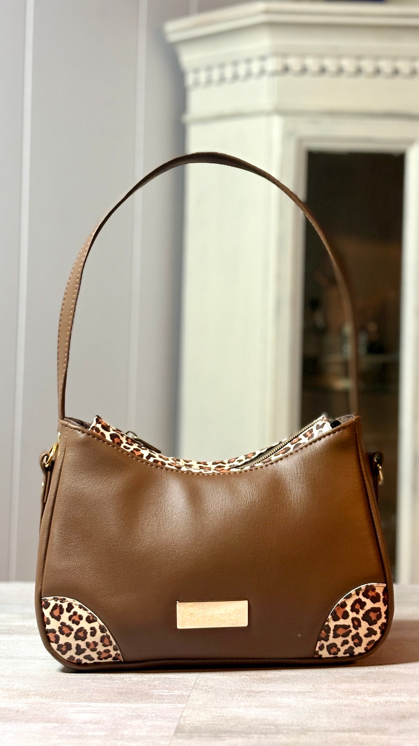Rich Brown and Cheetah Accent Annabelle Shoulder Bag