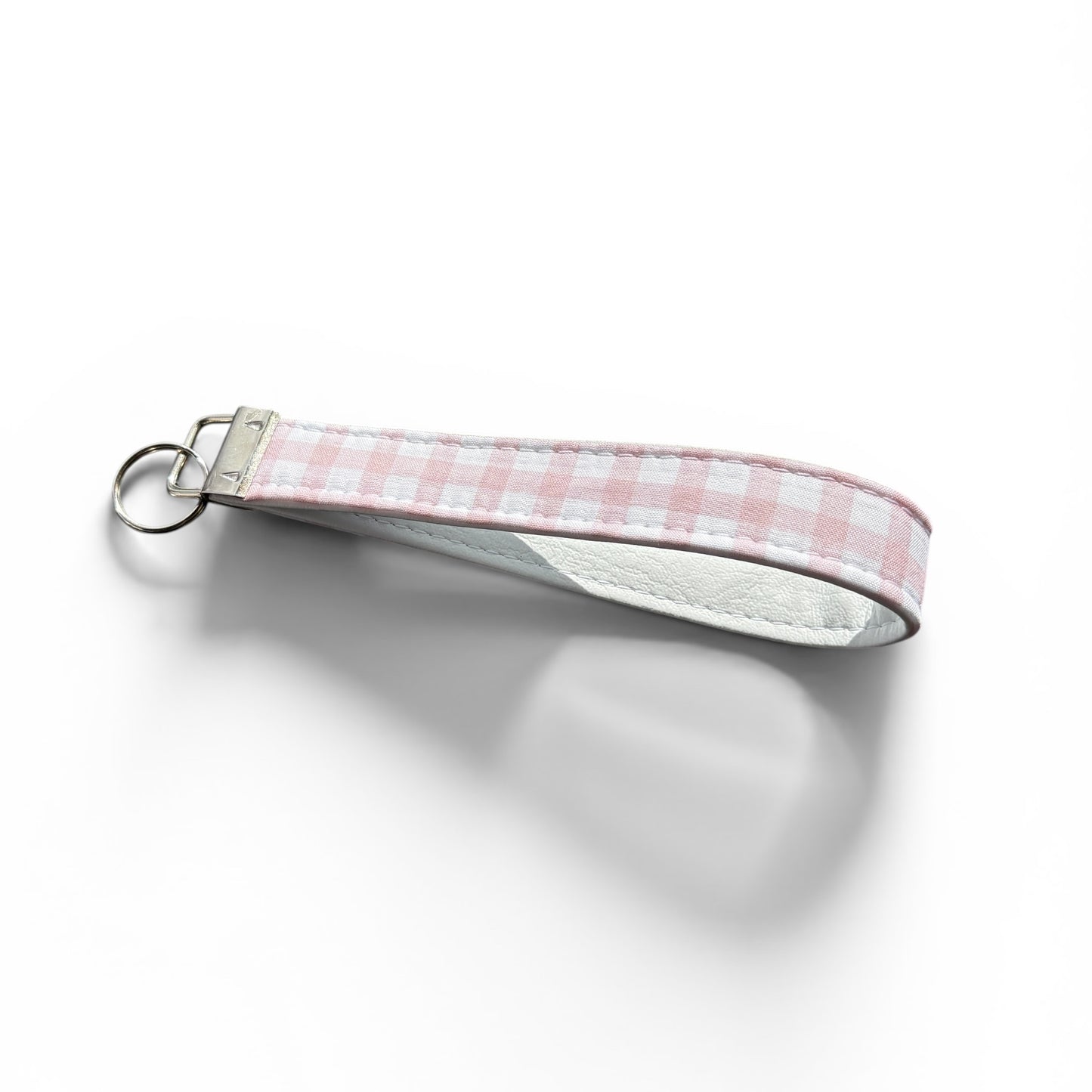 Key Chain Wristlet | Handmade Key Fob Wristlet Light Pink Gingham