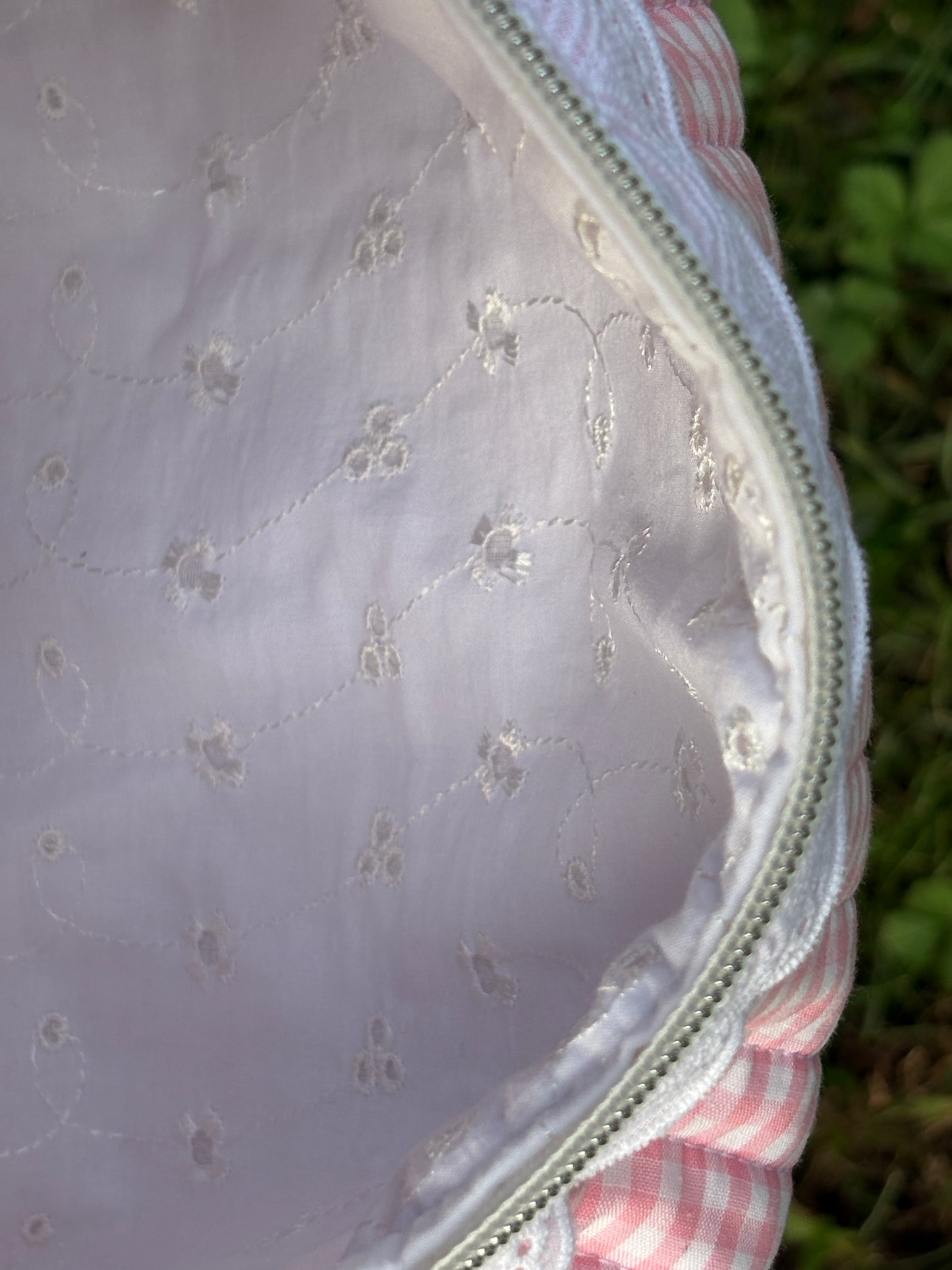 Boxy Carry All Bag Pink Gingham Quilted