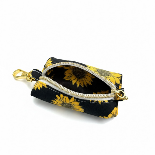 Lipstick/Chapstick Holder Sunflower Zipper Pouch with Lobster Clasp