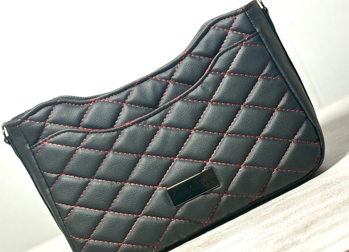 Kiana Shoulder Bag - Black & Red Quilted