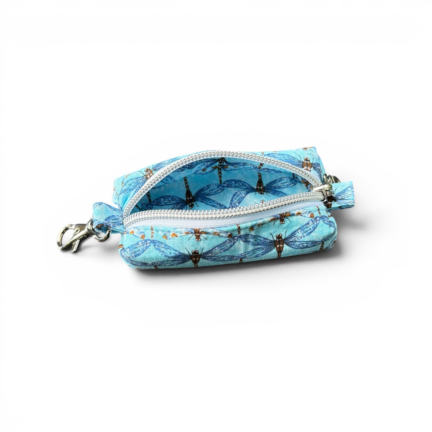 Lipstick/Chapstick Holder Dragonfly Print Zipper Pouch with Lobster Clasp