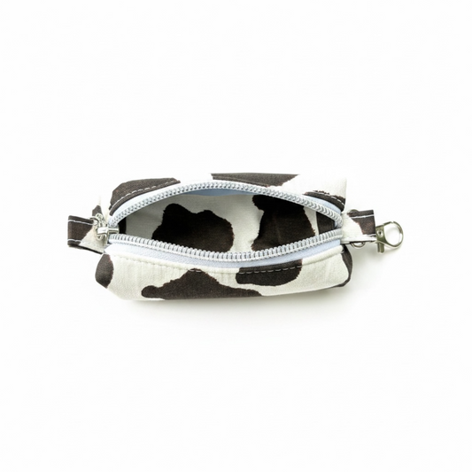Lipstick/Chapstick Holder Cow Print Zipper Pouch with Lobster Clasp