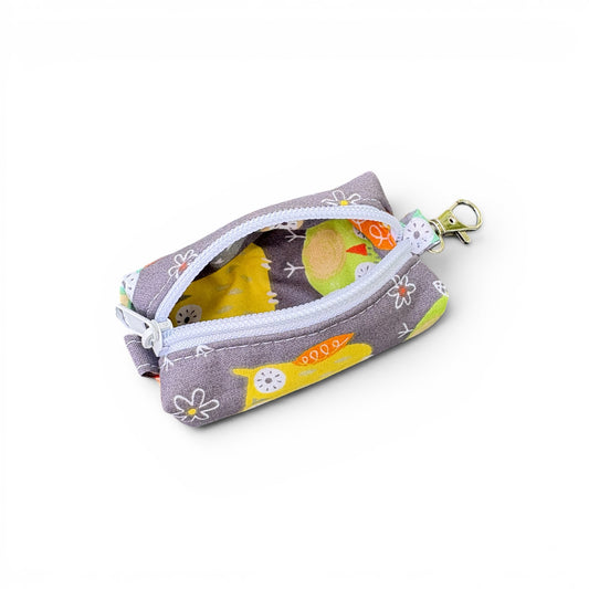 Lipstick/Chapstick Holder Owl Print Zipper Pouch with Lobster Clasp