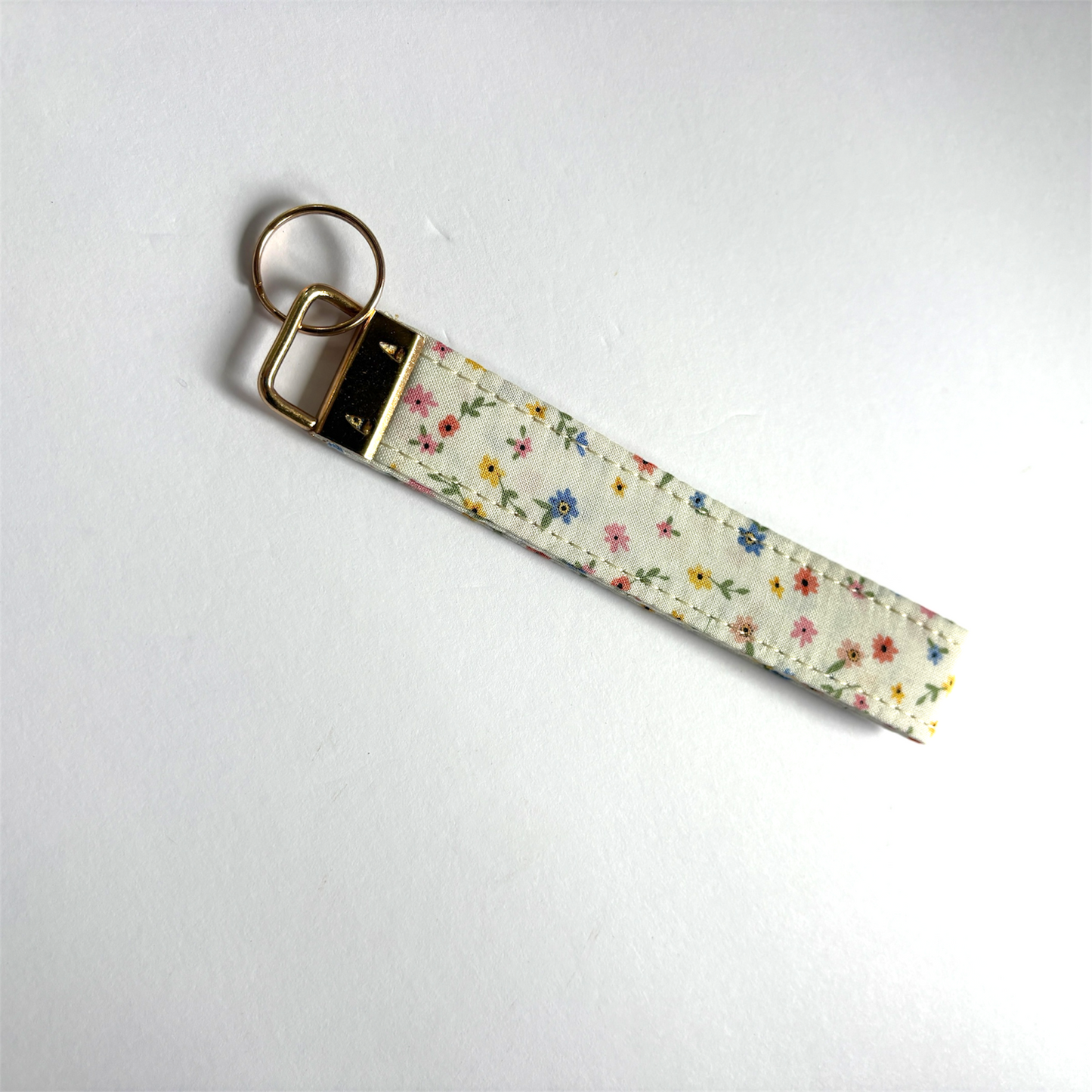 Key Chain Wristlet | Handmade Key Fob Wristlet White Floral