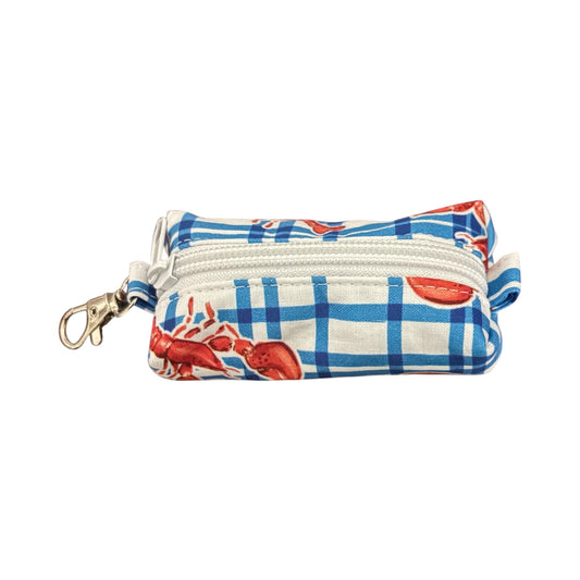 Lipstick/Chapstick Holder Coastal Lobster Zipper Pouch with Lobster Clasp