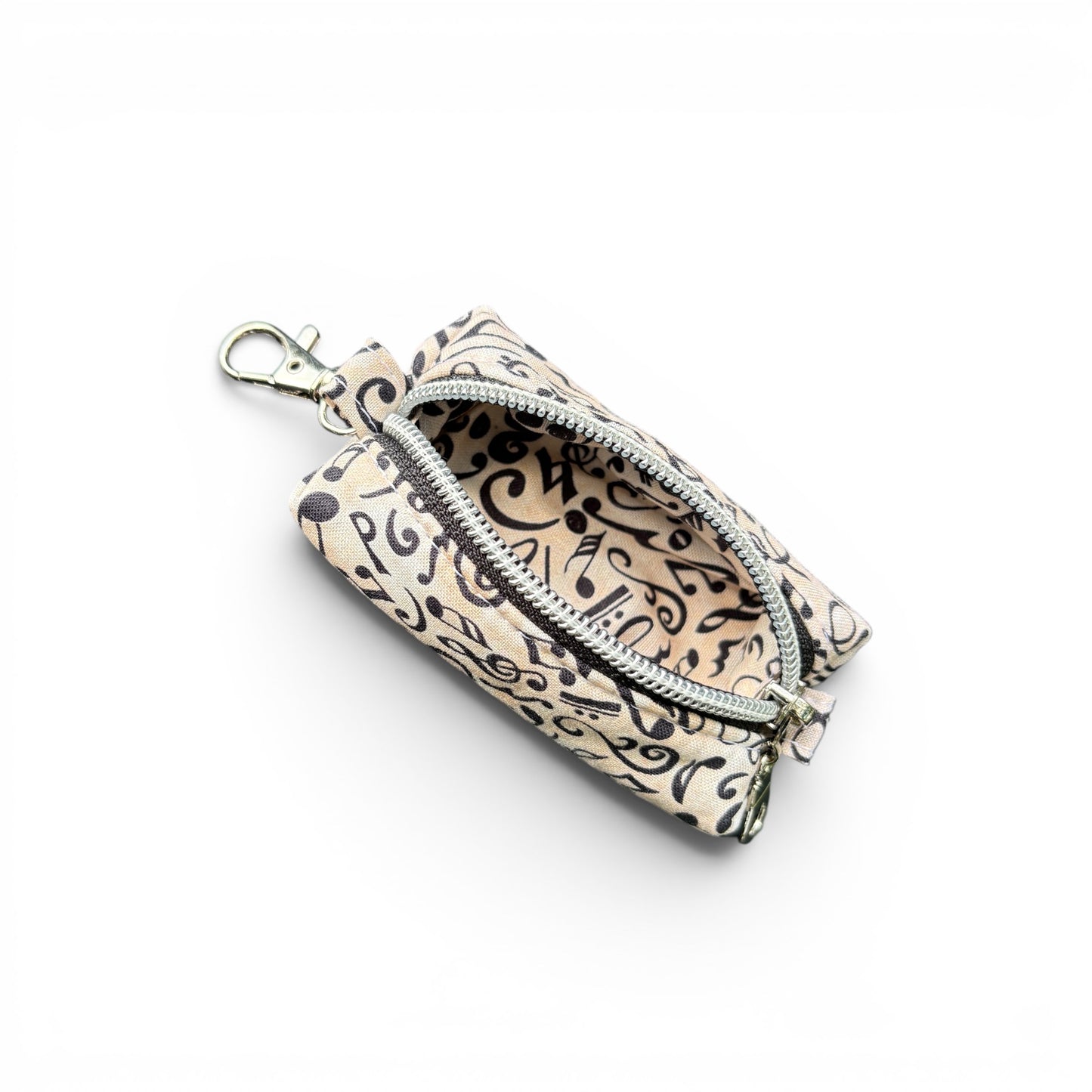 Lipstick/Chapstick Holder Musical Note Print Zipper Pouch with Lobster Clasp