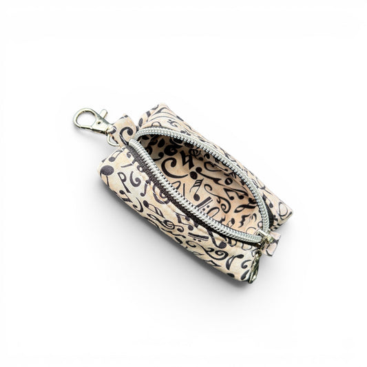 Lipstick/Chapstick Holder Musical Note Print Zipper Pouch with Lobster Clasp