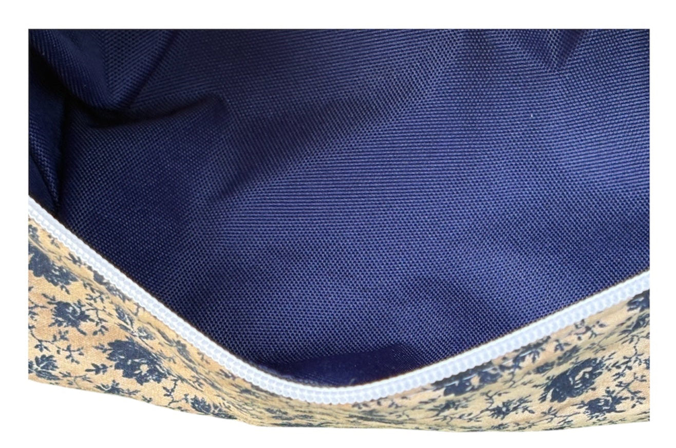 Boxy Carry All Bag Blue Beige Floral