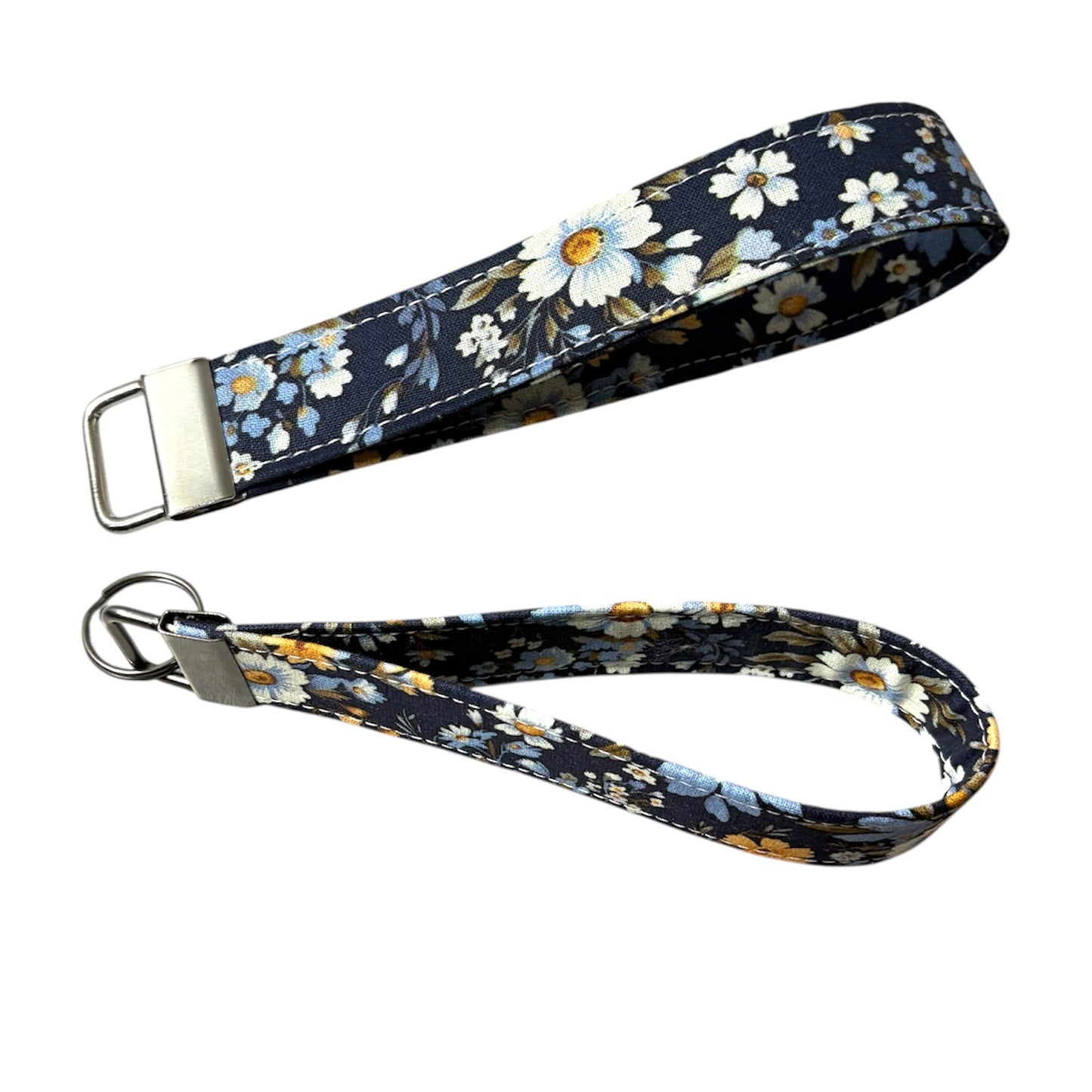 Key Chain Wristlet Handmade Key Fob Wristlet Blue Floral