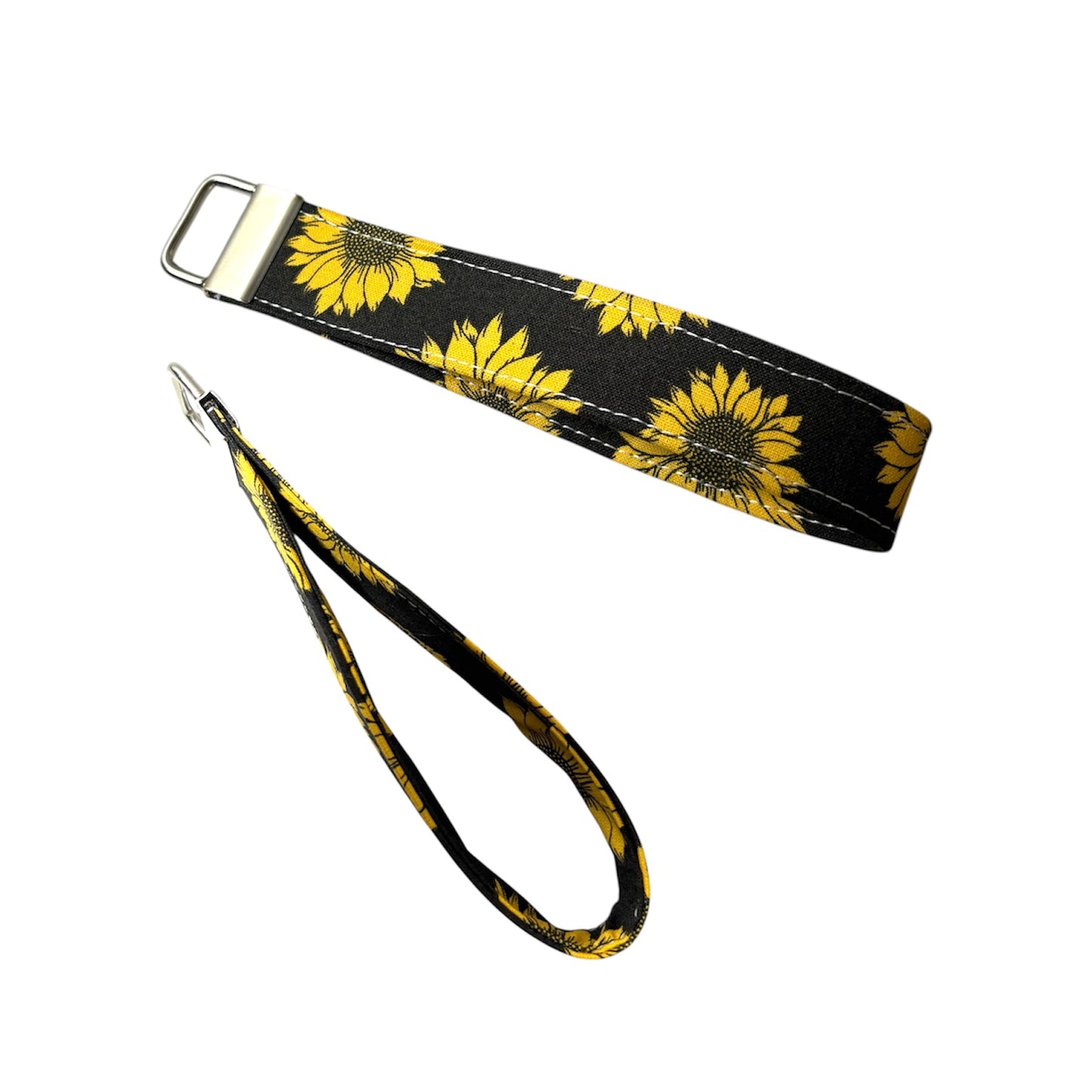 Cozy Cabin Sunflower Key Chain Wristlet | Handmade Fabric Key Fob Wristlet