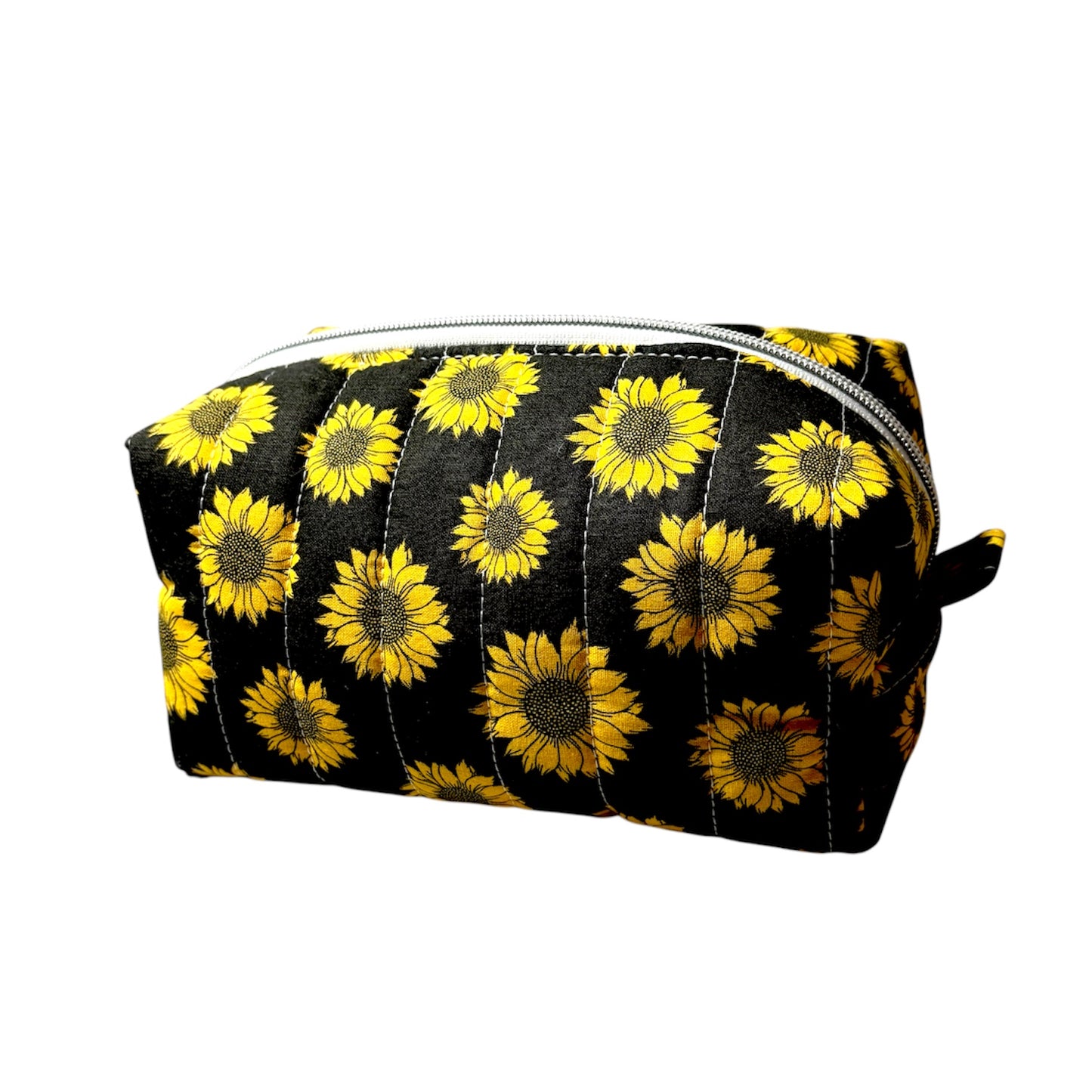 Cozy Cabin Sunflower Boxy Makeup Bag - Handmade Zipper Toiletry Bag