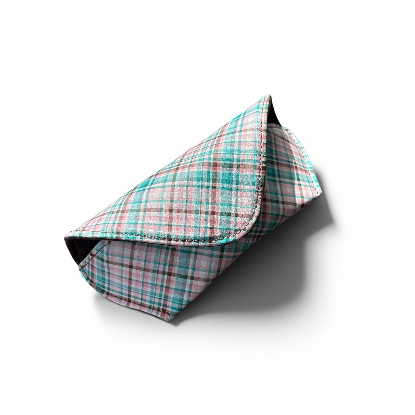 Sunglass - Eyeglass Case Teal Brown Pink Plaid