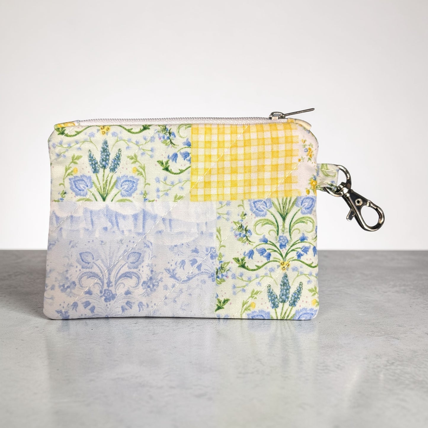 Coin Pouch Handmade Zipper Pouch for Everyday Essentials Yellow Patchwork