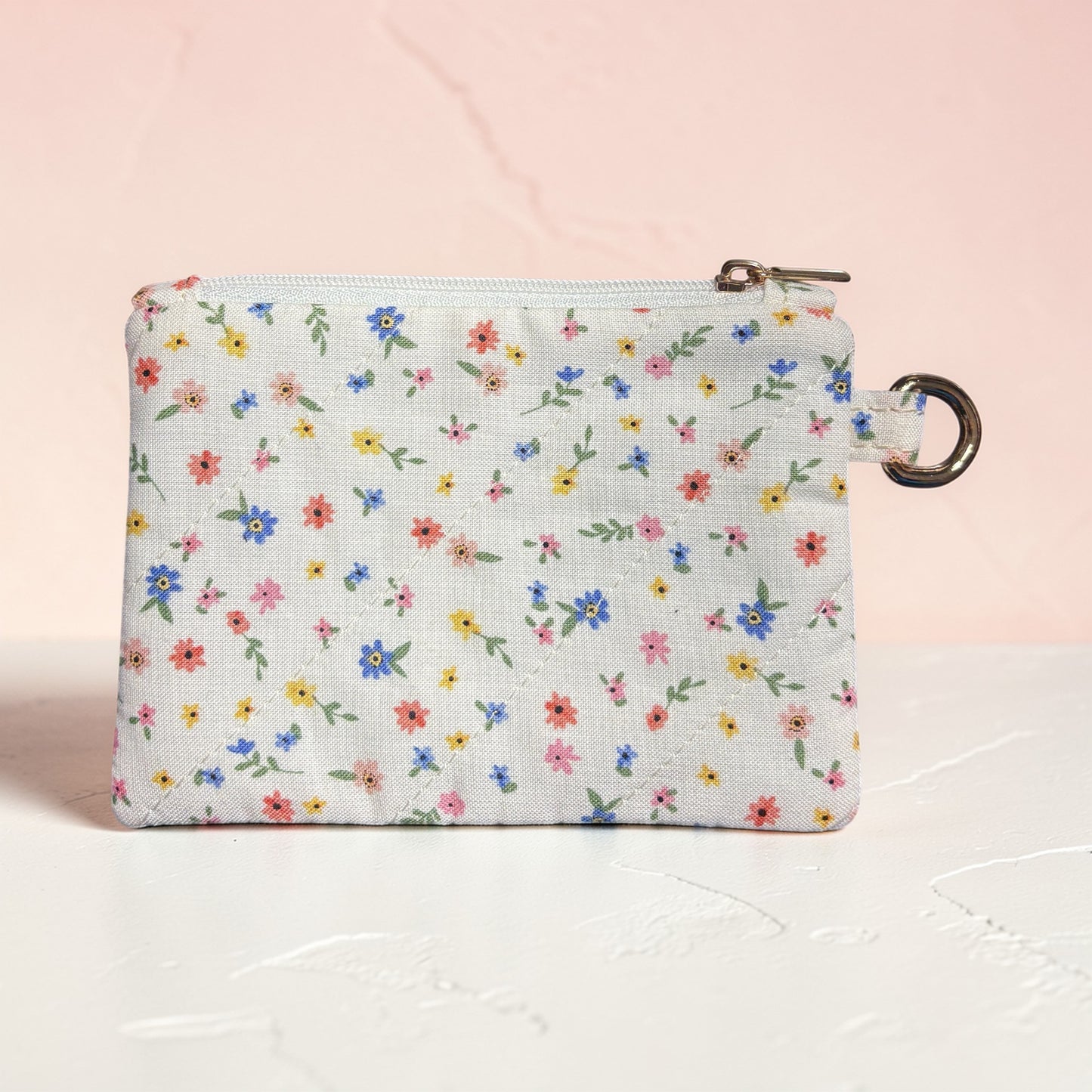 Coin Pouch Handmade Zipper Pouch for Everyday Essentials White Floral