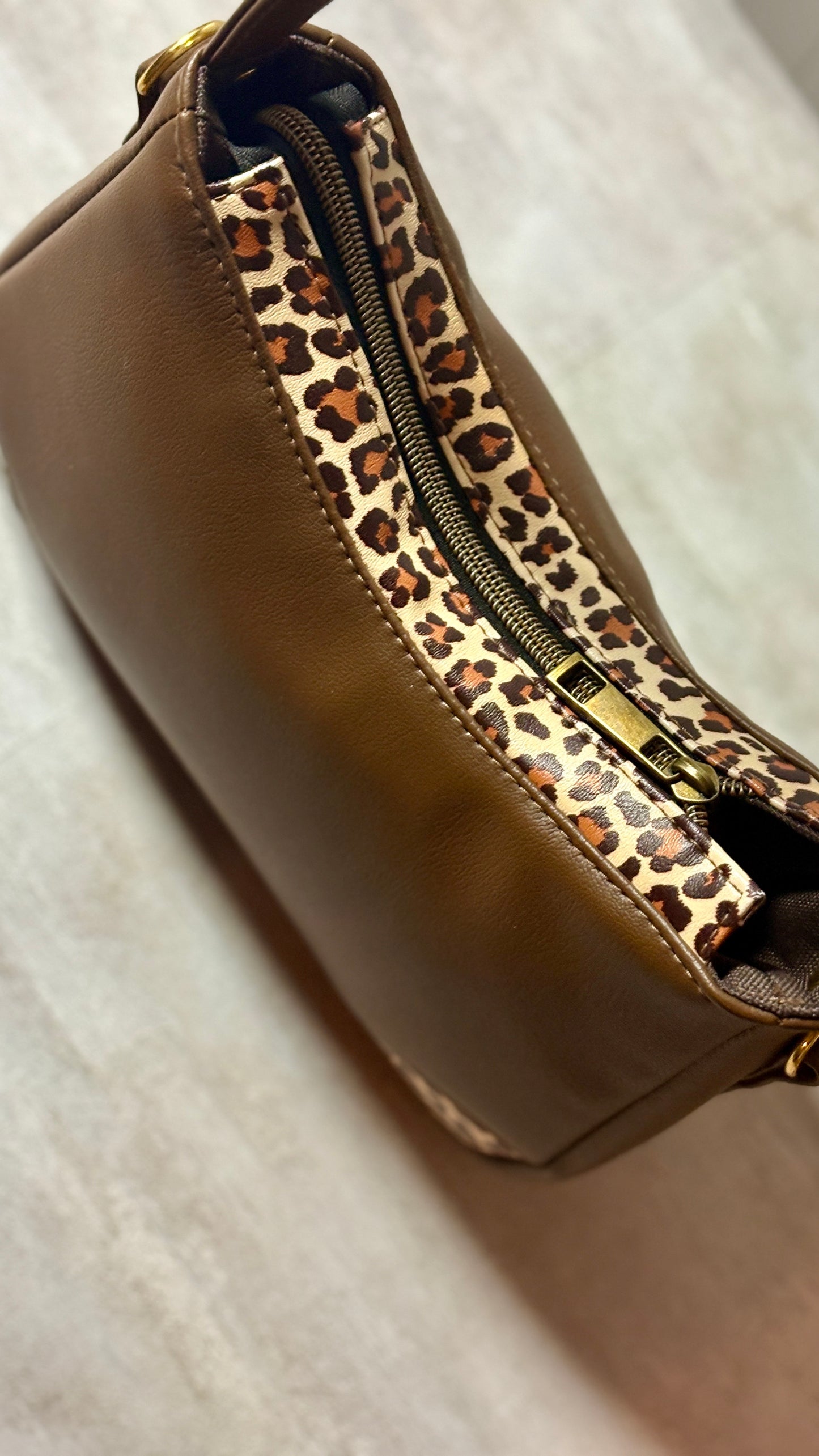 Rich Brown and Cheetah Accent Annabelle Shoulder Bag