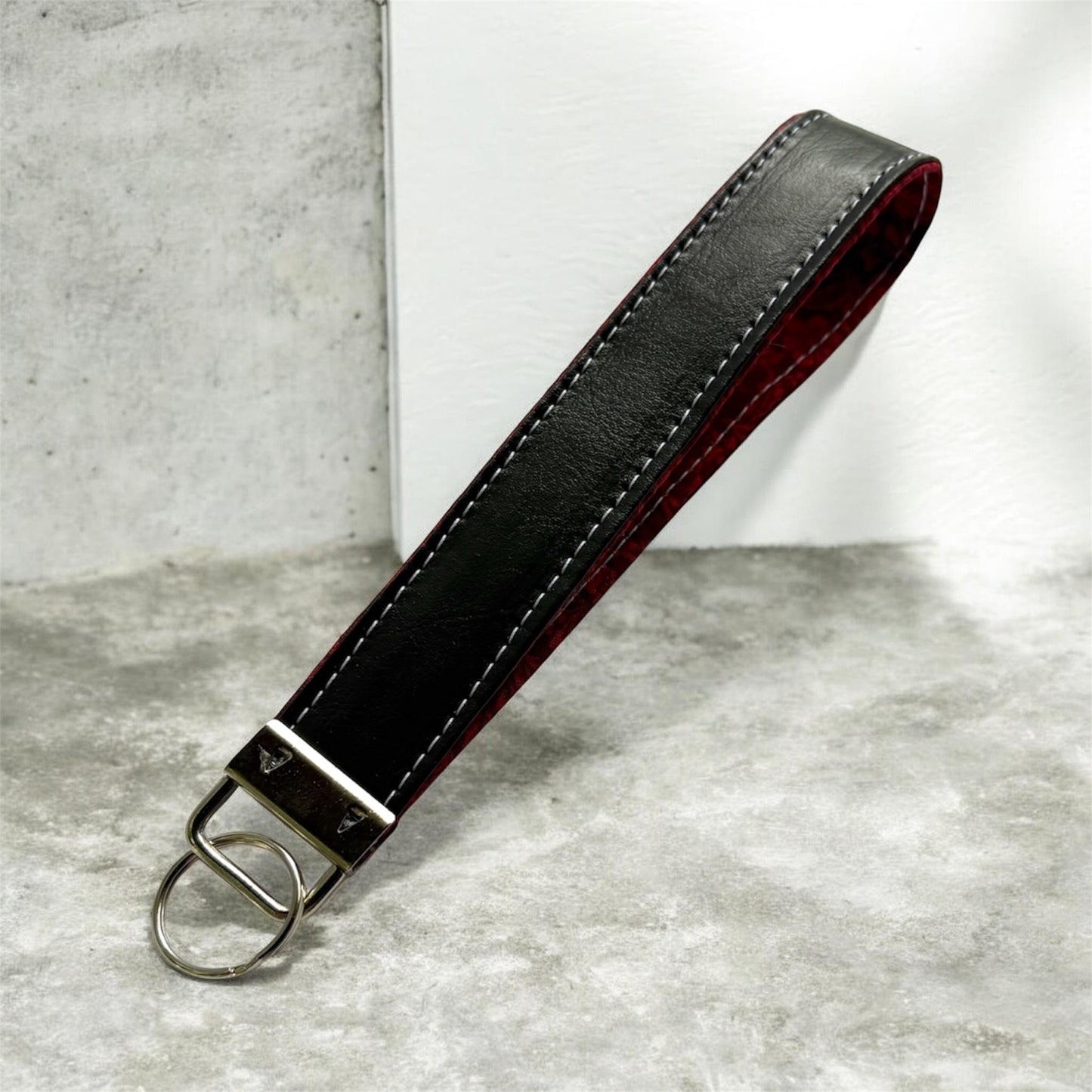 Key Chain Wristlet | Handmade Key Fob Wristlet Black & Red