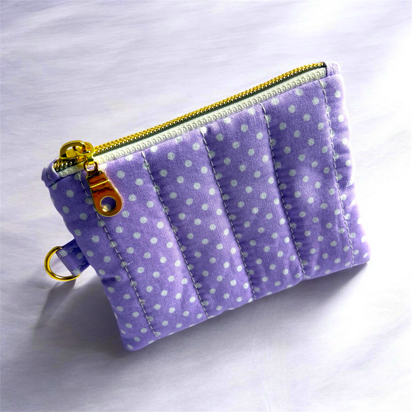 Coin Pouch Handmade Zipper Pouch Purple Dot