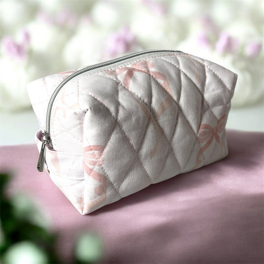 Pink Bow Makeup Boxy Bag