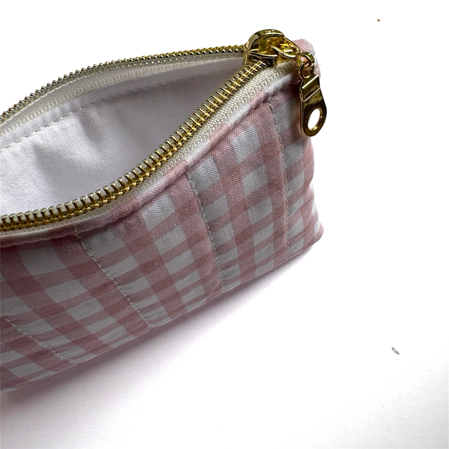 Coin Pouch Handmade Zipper Pouch Dark Pink Gingham