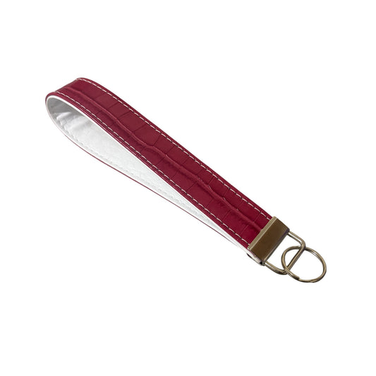 Key Chain Wristlet | Handmade Key Fob Wristlet Red & White