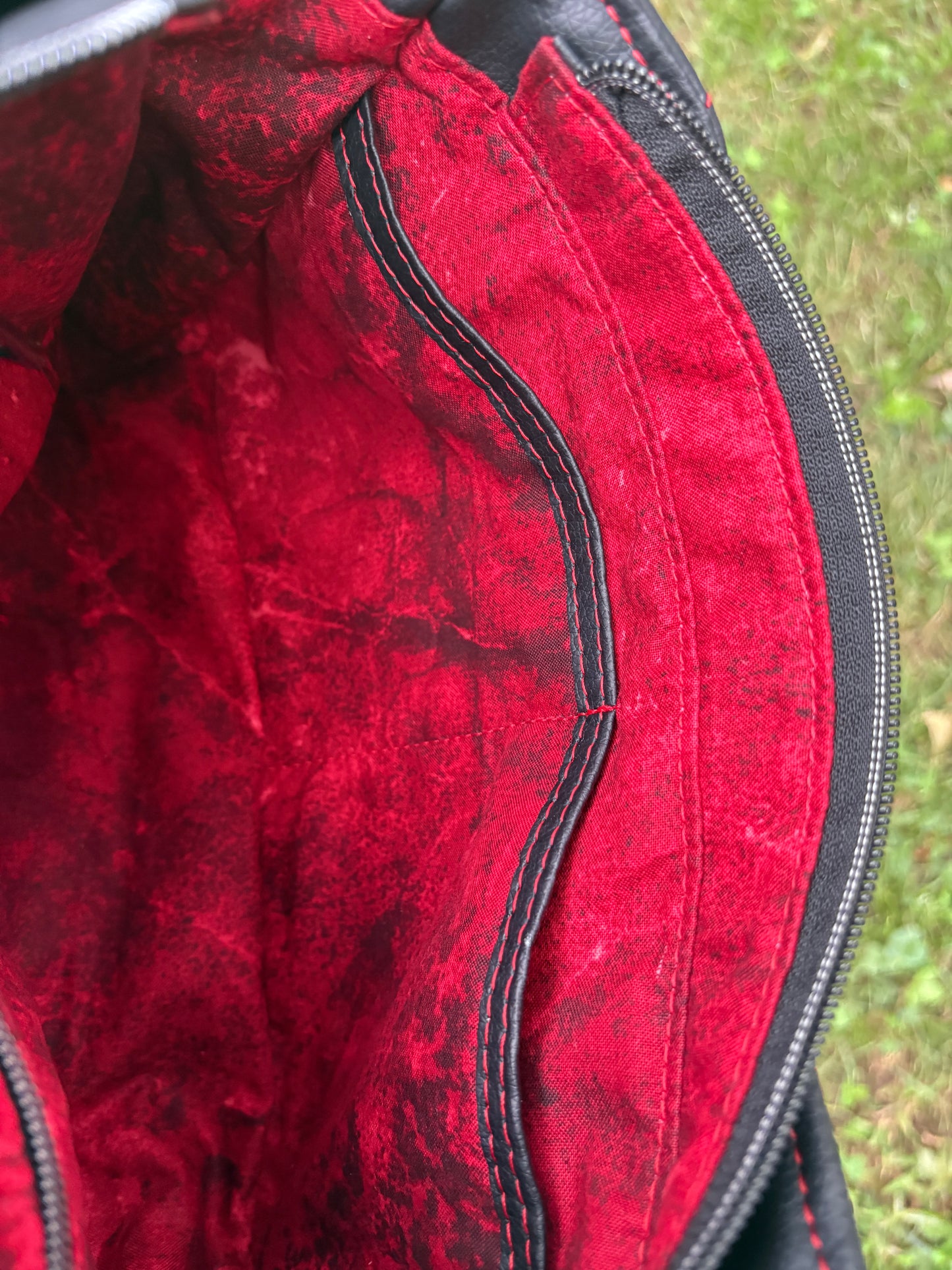 Kiana Shoulder Bag - Black & Red Quilted