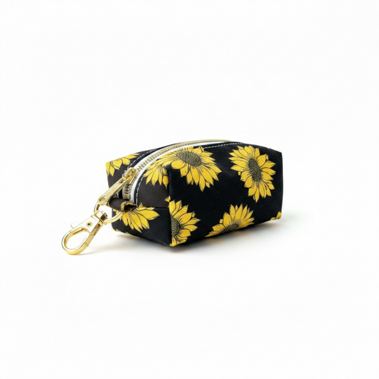 Lipstick/Chapstick Holder Sunflower Zipper Pouch with Lobster Clasp