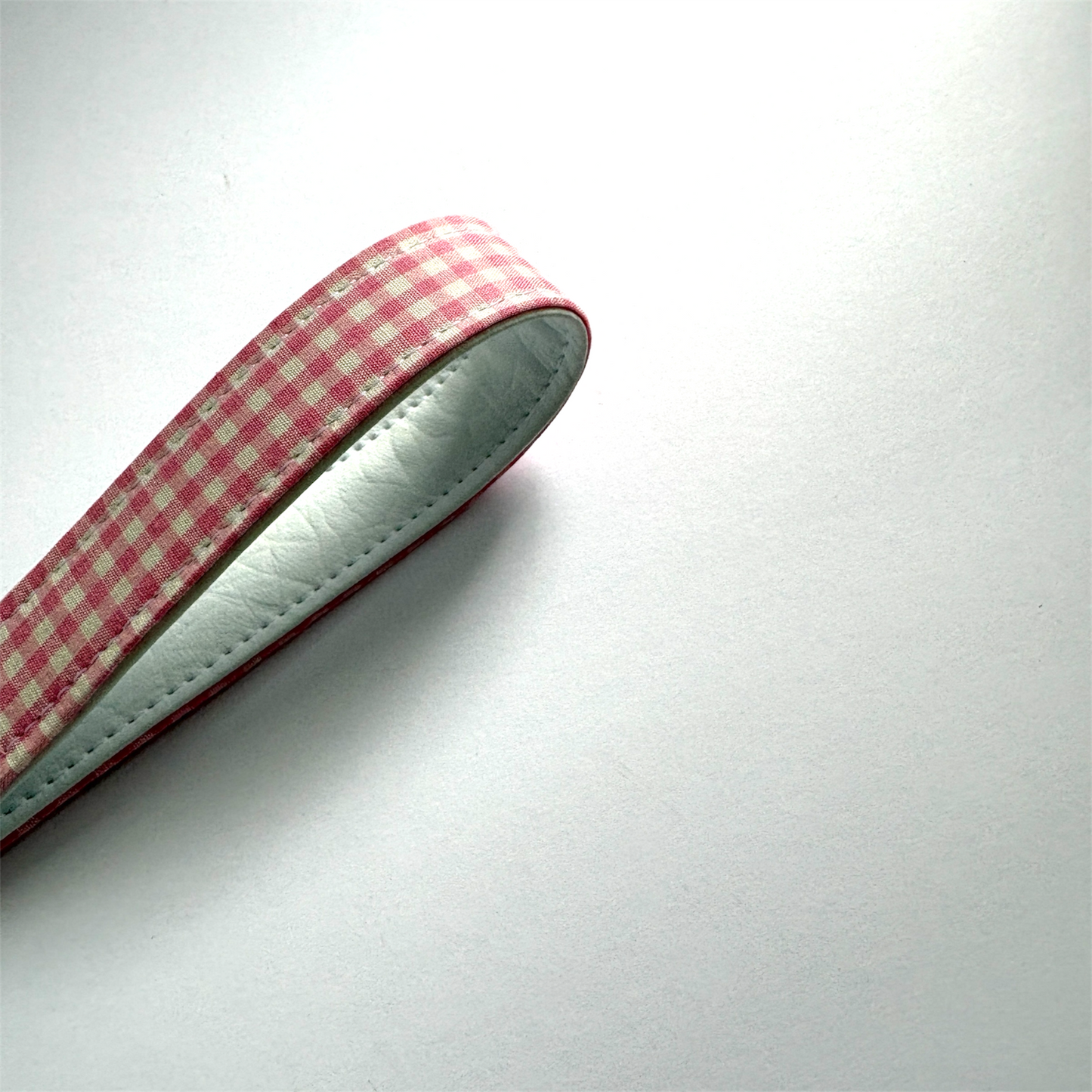 Key Chain Wristlet | Handmade Key Fob Wristlet Dark Pink Gingham & White