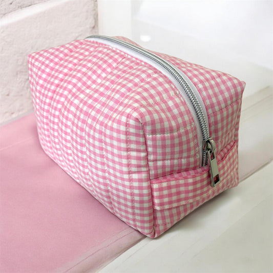 Boxy Carry All Bag Dark Pink Gingham Medium