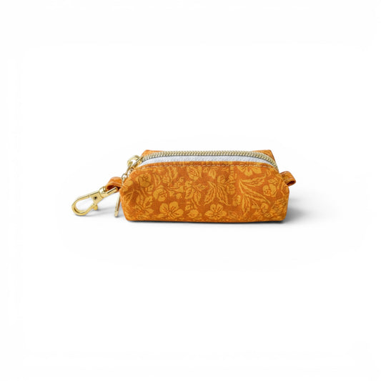 Lipstick/Chapstick Holder Orange Floral Zipper Pouch with Lobster Clasp