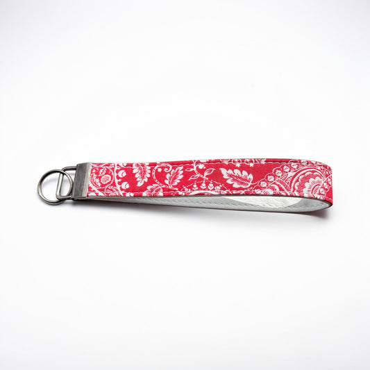 Key Chain Wristlet | Handmade Key Fob Wristlet Bandana Red