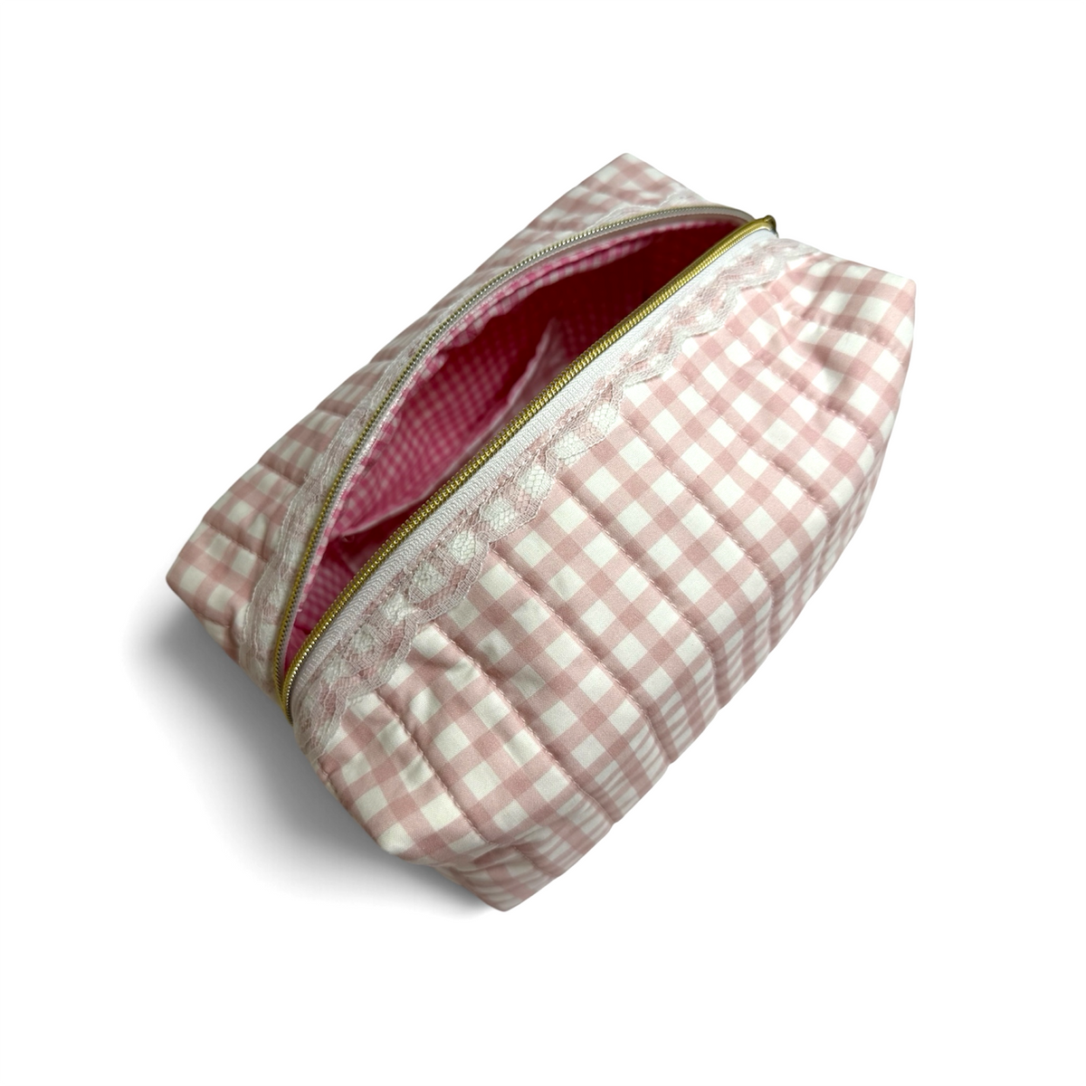 Boxy Carry All Large Bag | Lace Light Pink Gingham