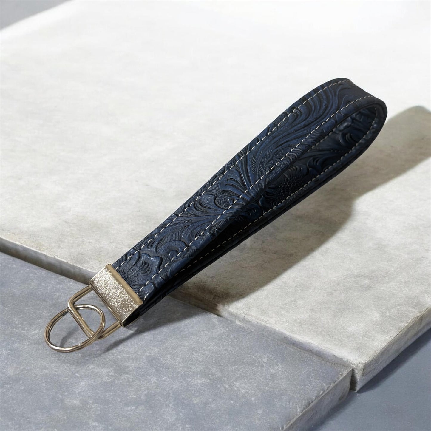 Key Chain Wristlet | Handmade Key Fob Wristlet Navy Blue