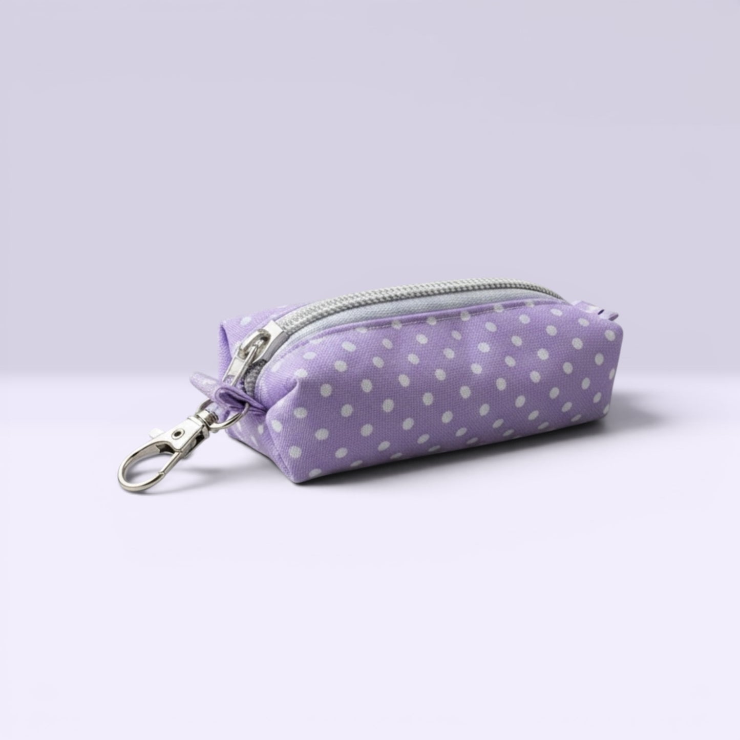 Lipstick/Chapstick Holder Purple Dot Zipper Pouch with Lobster Clasp