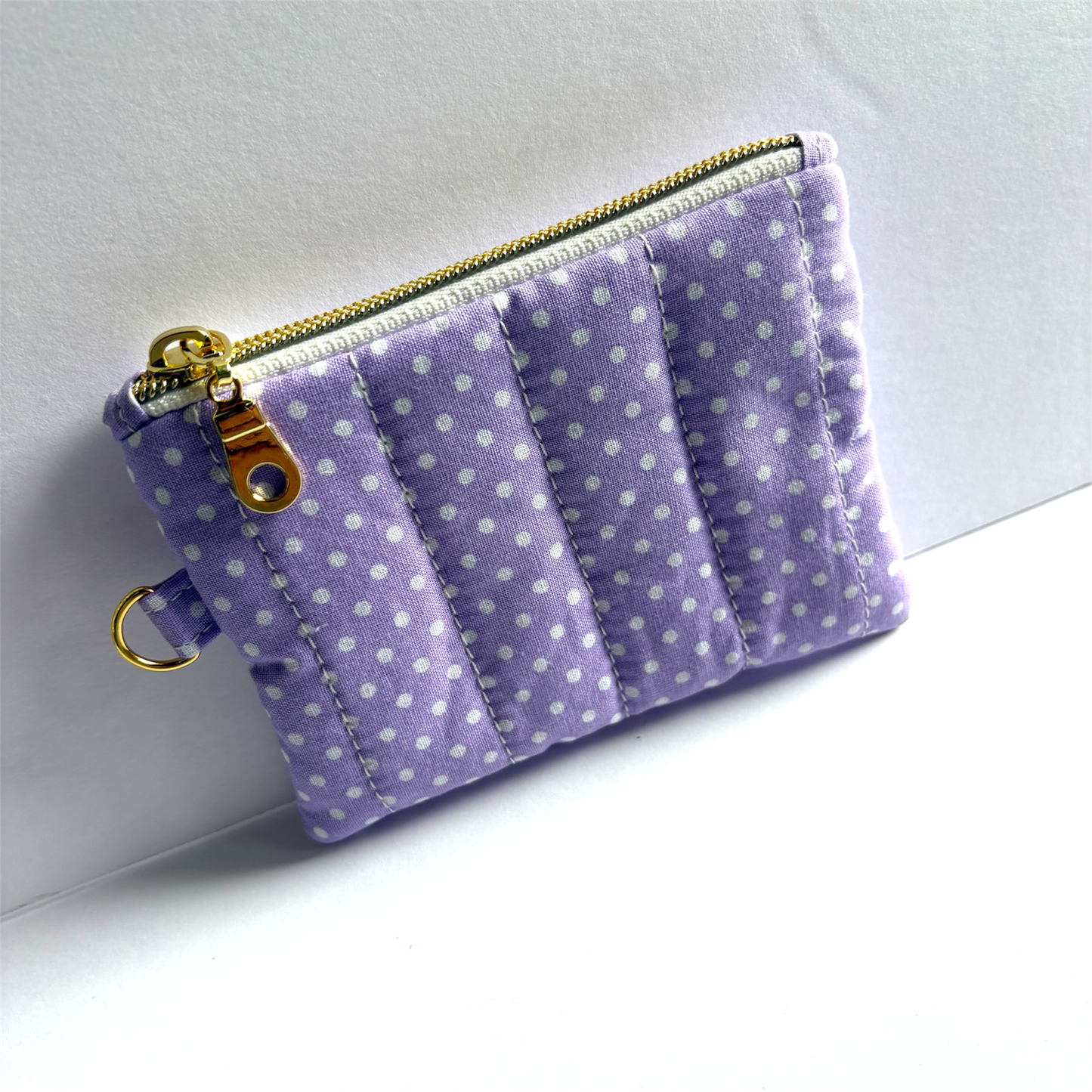 Coin Pouch Handmade Zipper Pouch Purple Dot