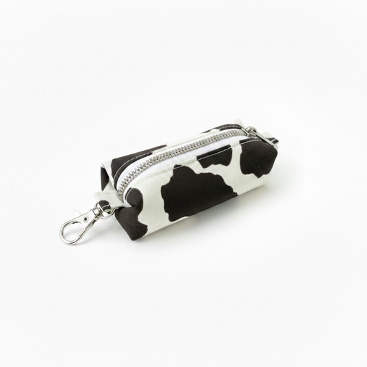Lipstick/Chapstick Holder Cow Print Zipper Pouch with Lobster Clasp