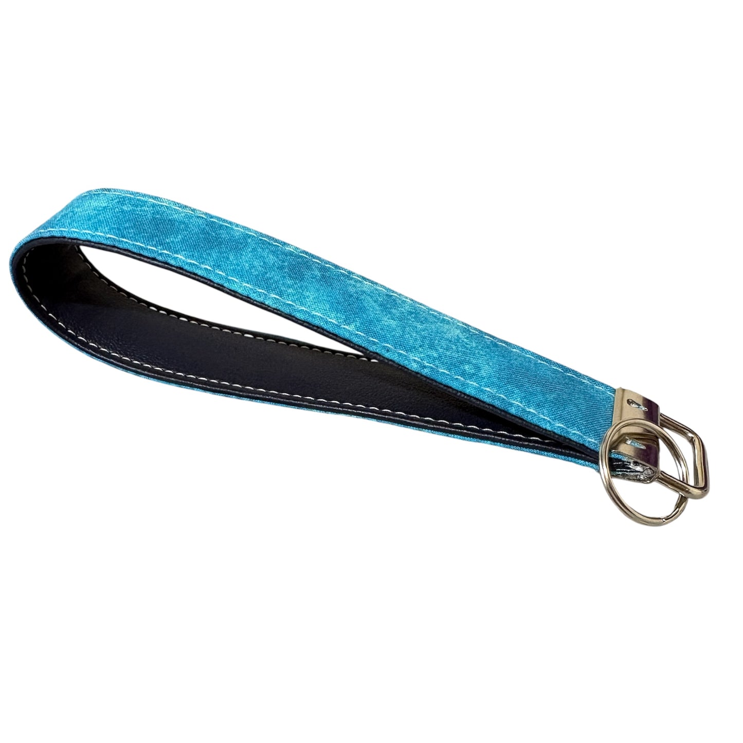 Key Chain Wristlet | Handmade Key Fob Wristlet Teal & Navy