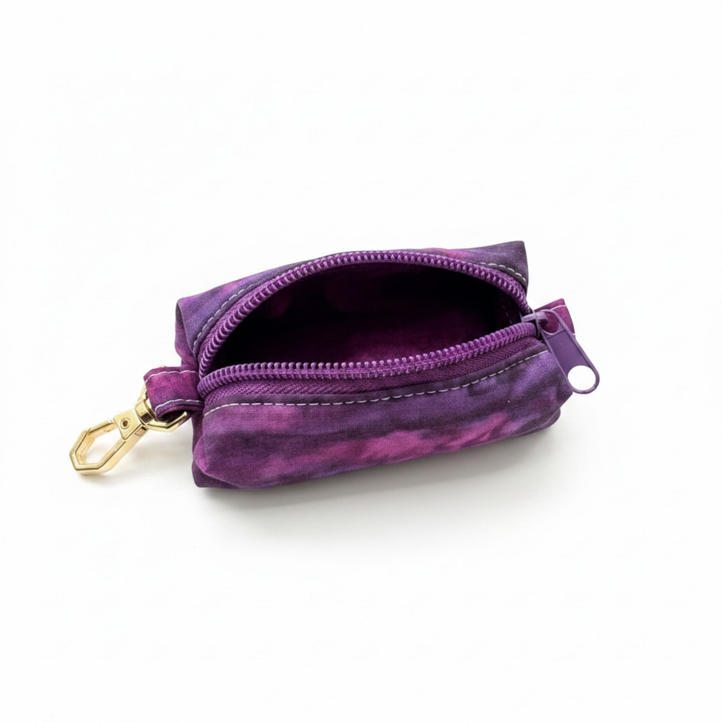 Lipstick/Chapstick Holder Deep Purple Print Zipper Pouch with Lobster Clasp