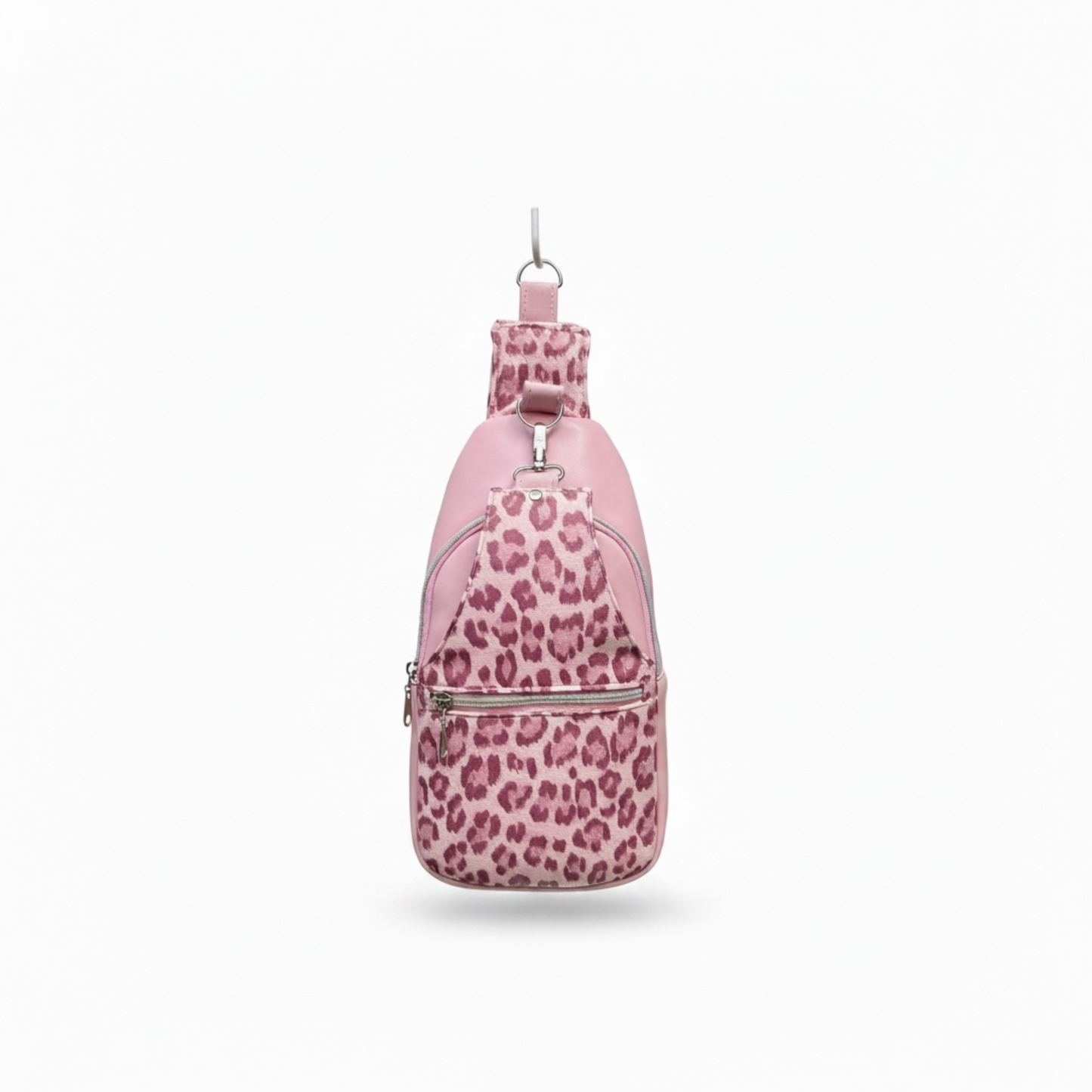 Retro Style Pink Sling Bag - Crossbody with Multiple Zipper Pockets