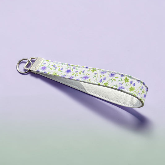 Key Chain Wristlet | Handmade Key Fob Wristlet Purple Floral