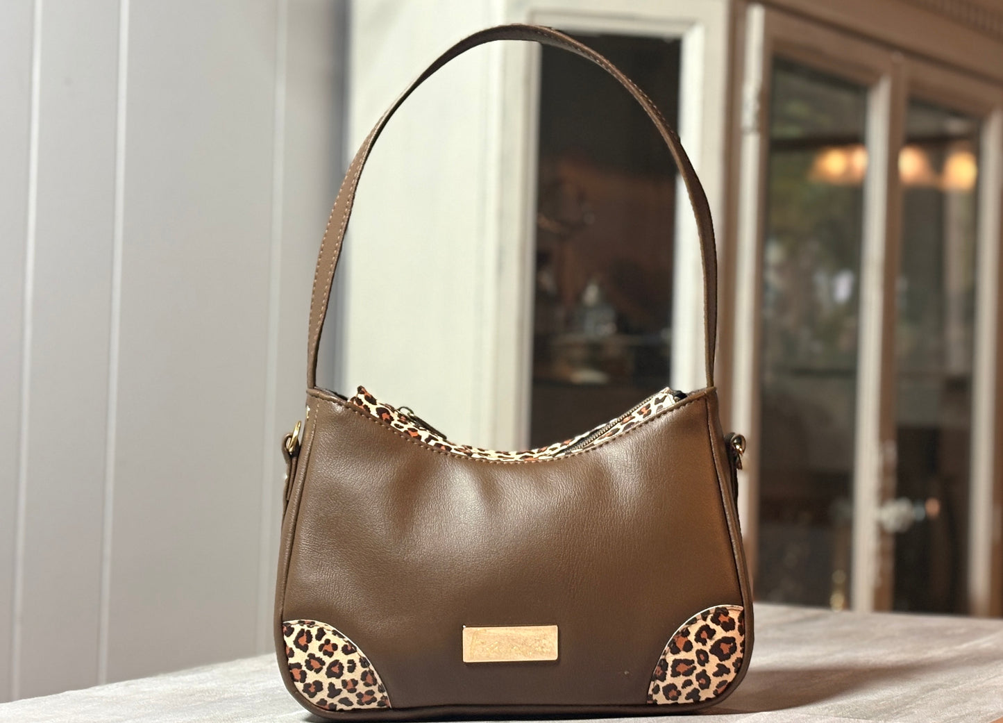 Rich Brown and Cheetah Accent Annabelle Shoulder Bag