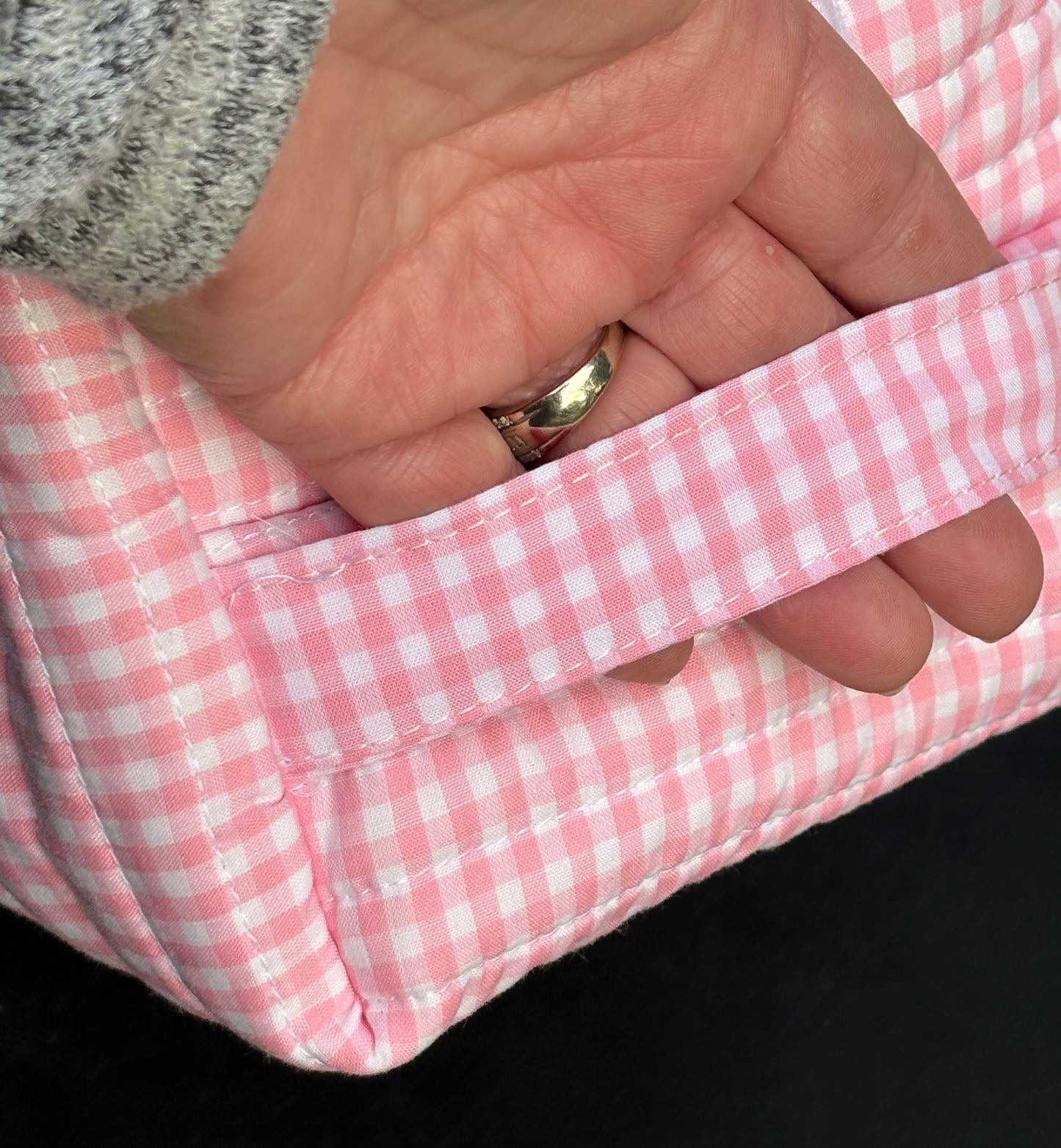 Make-Up/Boxy Bag - Pink Gingham Quilted