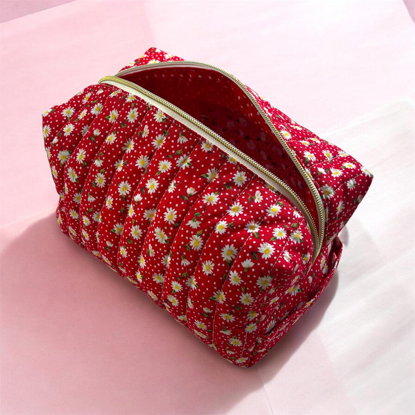 Boxy Carry All Bag Red White Floral Large