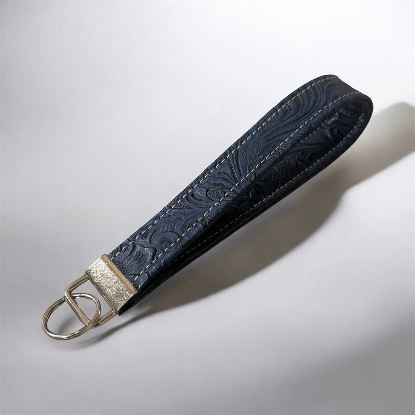 Key Chain Wristlet | Handmade Key Fob Wristlet Navy Blue