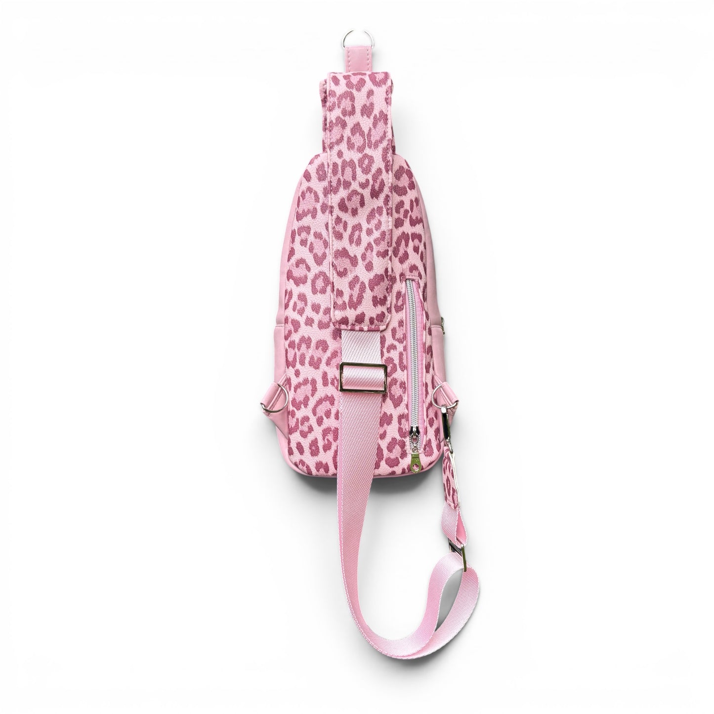 Retro Style Pink Sling Bag - Crossbody with Multiple Zipper Pockets