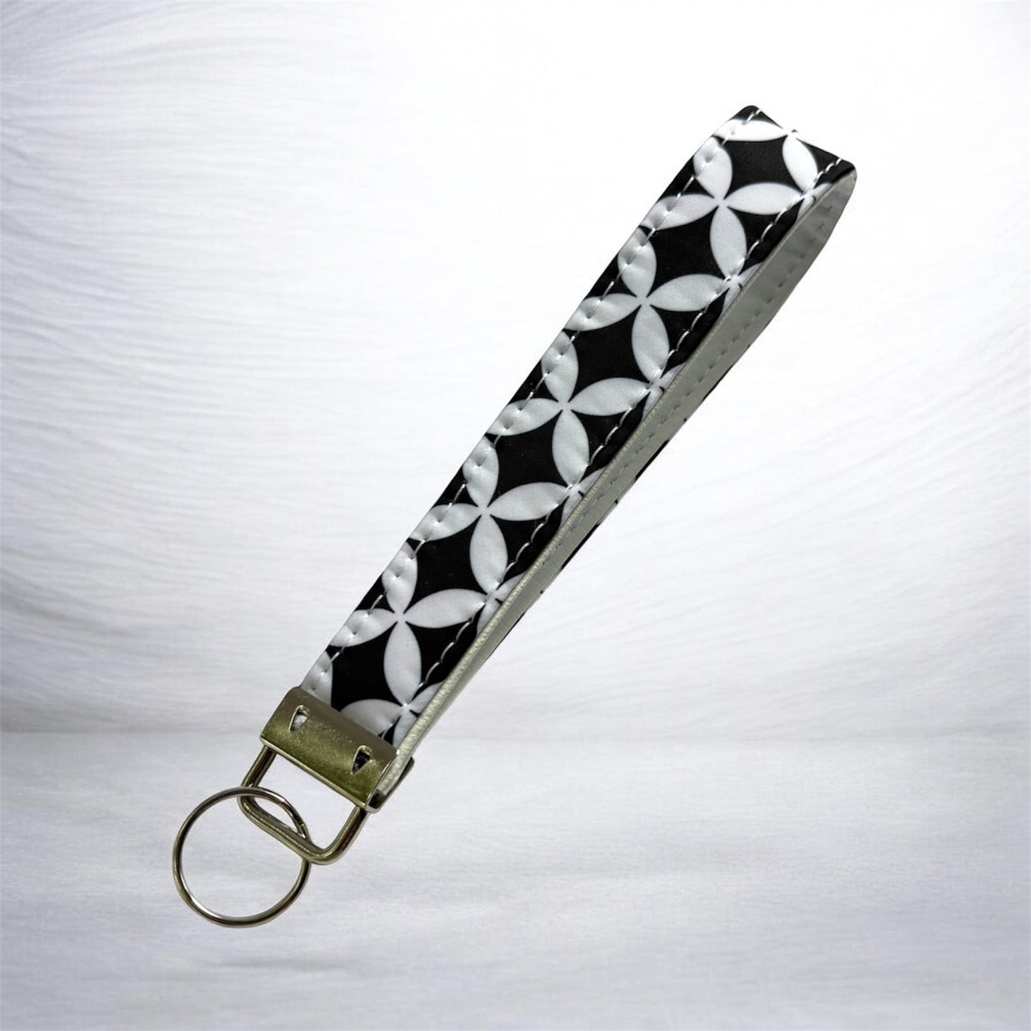Key Chain Wristlet | Handmade Key Fob Wristlet Black & White Design