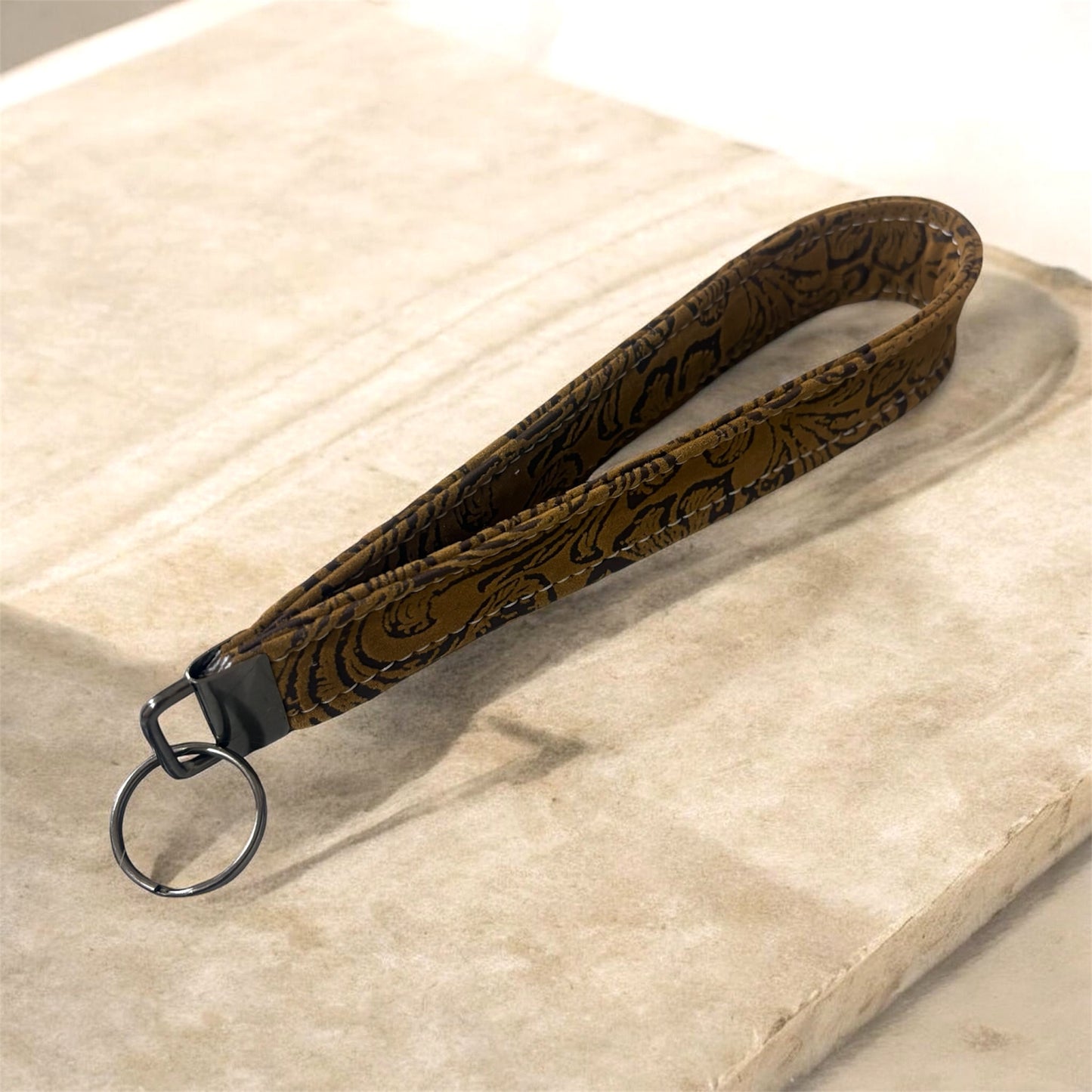Key Chain Wristlet | Handmade Key Fob Wristlet Brown Suede