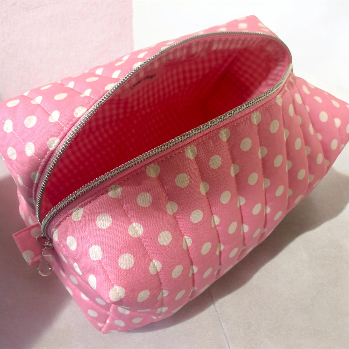 Boxy Carry All Bag Pink White Dots