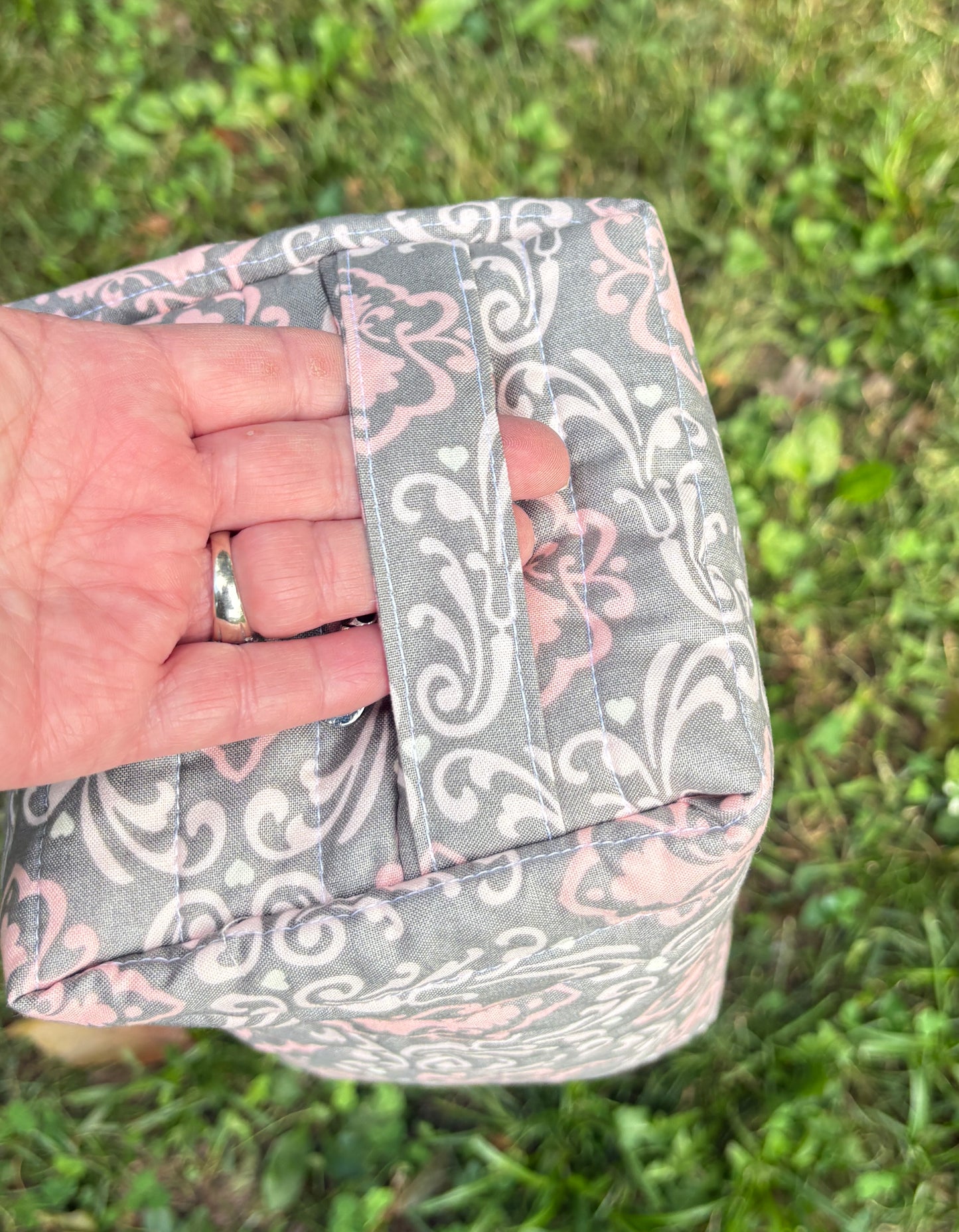 Make-Up/Boxy Bag - Large Pink and Grey