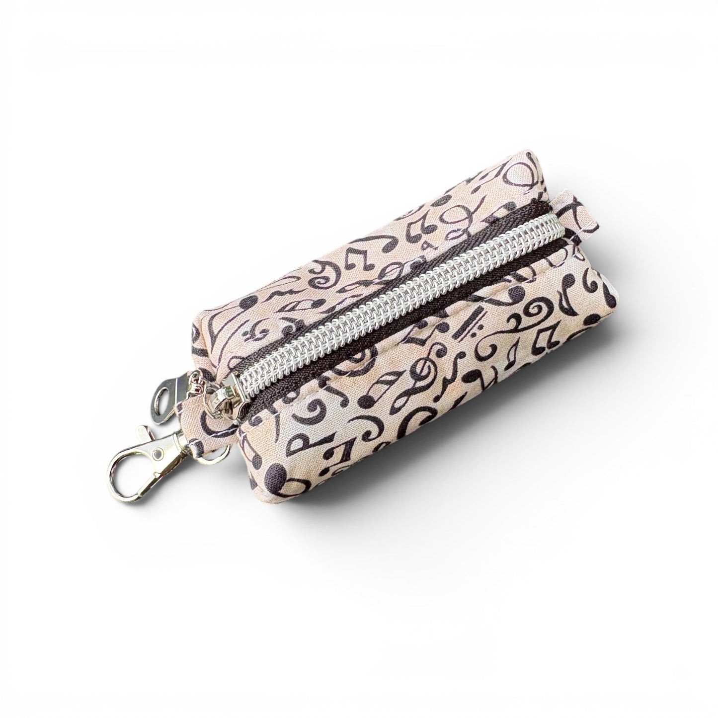 Lipstick/Chapstick Holder Musical Note Print Zipper Pouch with Lobster Clasp